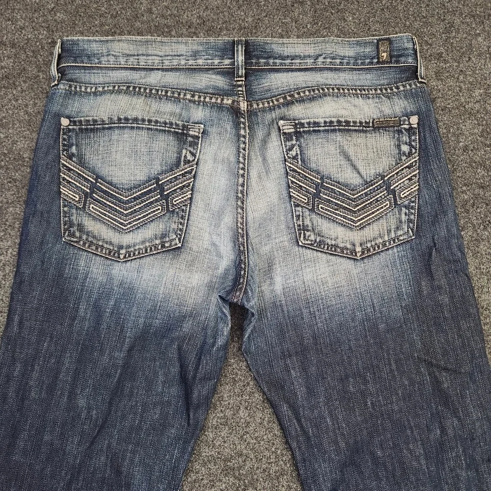 7 For All Mankind Men's 36 Standard Blie Medium Wash Straight Leg Jeans